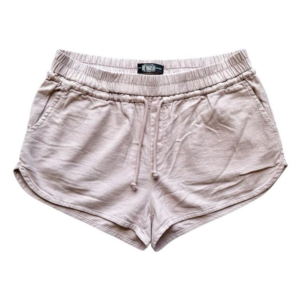 Rewash Linen Rayon Blend Drawstring Elastic Waist Slash Pocket Shorts L